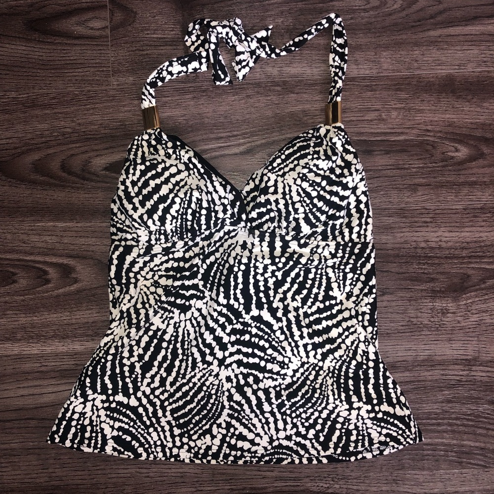 Jantzen White Black Splattered Swim top 8